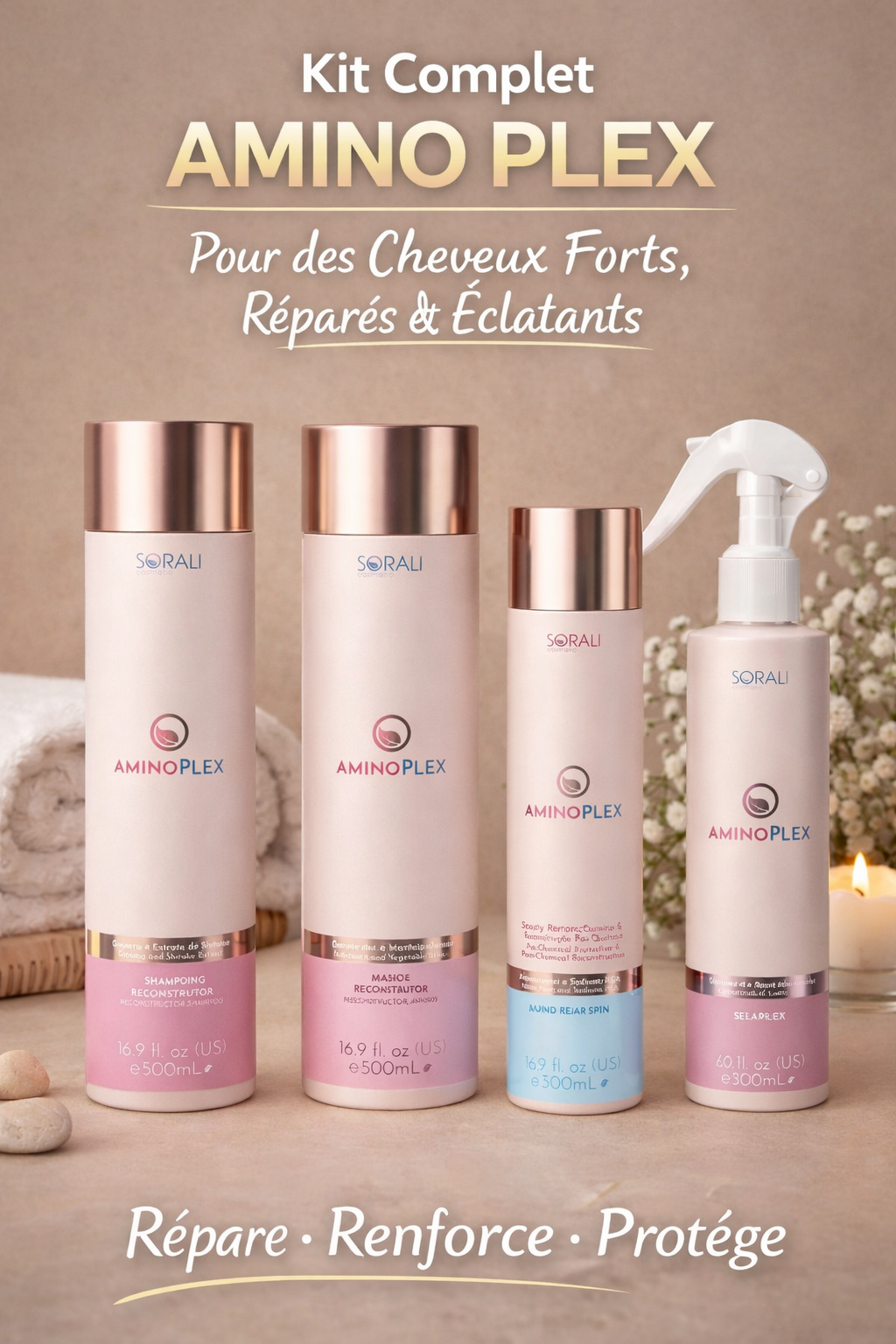 Kit Complet Amino Plex : La Solution Ultime pour des Cheveux Forts, Réparés et Éclatants